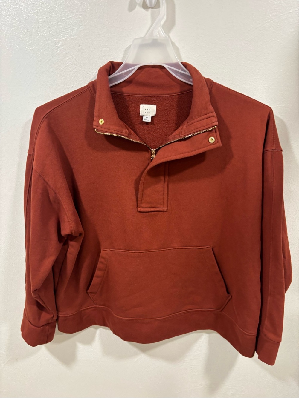 a new day Women's Zip-Front Sweater - Rust Brown XL